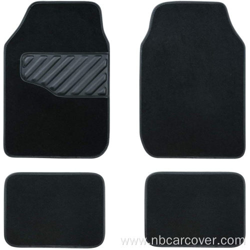 Black Carpet Floor Mat with Driver Heel Pad
